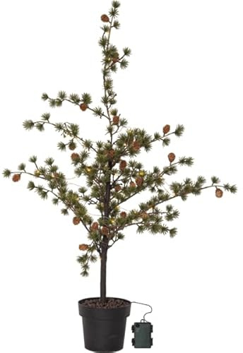 Star Trading LED-Lichterbaum Larix - Dekobaum Warmweiß, 117 cm, Timer, IP44, Batteriebetrieben, Weihnachtsdeko für Innen und Außen, Leuchtbaum