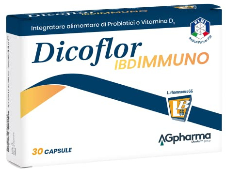 AGpharma Dicoflor IBDIMMUNO Integratore Alimentare di Probiotici e Vitamina D3 30 Capsule (sostituisce Dicoflor Immuno Cps)
