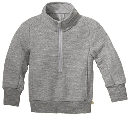 Disana Troyer, Leichter Sweater mit Reißverschluss | 100% Bio-Merinowolle GOTS, IVN Best | Baby Kleinkind Kind Unisex | Made in Germany | Grau Gr. 74-80