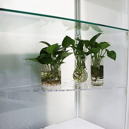 PIAOLGYI Replacement Shelf for IKEA Milsbo Short Indoor Greenhouse Cabinet, Triangular Acrylic Corner Shelves Extra Shelves Accessories Compatible with IKEA Milsbo Short Glass Cabinet(2 Pack)