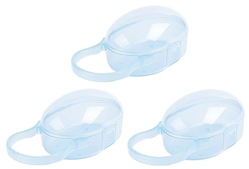 YUSSEQDD Cajas para chupetes fáciles de limpiar, 3 piezas, para mantener los pezones seguros y sanitarios, caja de almacenamiento para chupetes, estuche para pezones de bebé, azul