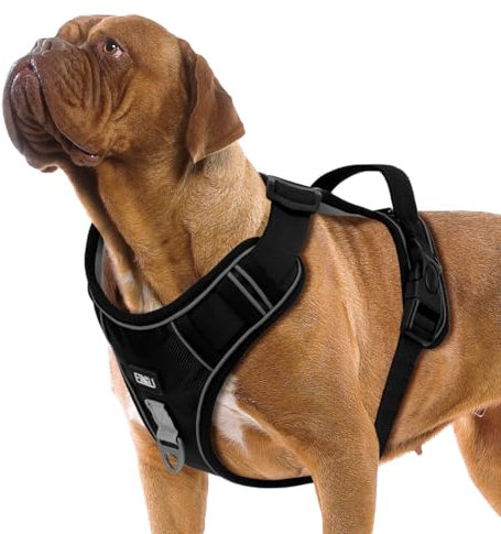 ETACCU Hundegeschirr Grosse Hunde, No Pull Hunde Geschirr mit Griff, Weich Gepolsterte Anti Zug Brustgeschirr,Taktisches Hundegeschirr Ausbruchsicheres mit Metallschnallen (M)
