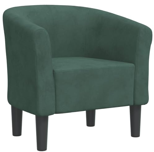 vidaXL Clubsessel, Sessel mit gepolstertem Sitz Armlehnen, Cocktailsessel mit Holzgestell, Loungesessel Relaxsessel Polstersessel, Dunkelgrün Samt