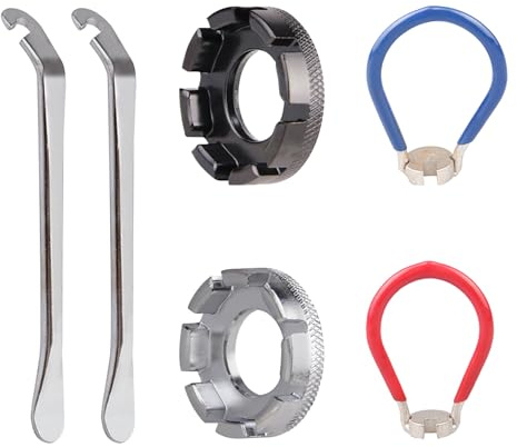 LIGHUFEIC Juego de 6 llaves de radios de bicicleta, kit de herramientas de reparación de bicicletas de acero forjado, ajusta correctamente el borde de la rueda de tu bicicleta