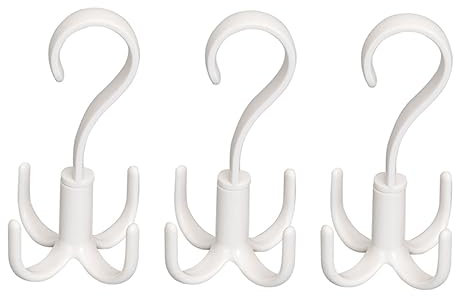 MAGICLULU 3pezzi Gancio Girevole Gradi Grucce Ganci Organizer Per Cravatte Sciarpe e Accessori in Plastica Liscia Bianco