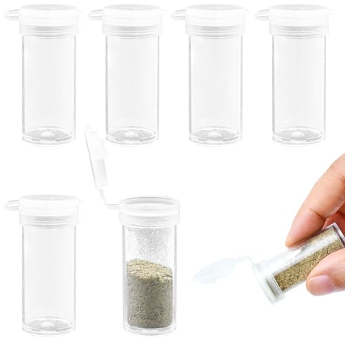 6er Set Salzstreuer aus Kunststoff Extra kleine Salzstreuer Gewürzflaschen Klein Salz und Pfefferstreuer Tragebare Ministreuer Gewürzspender mit Deckel für Brotdose unterwegs Camping Bento-Box 9ml
