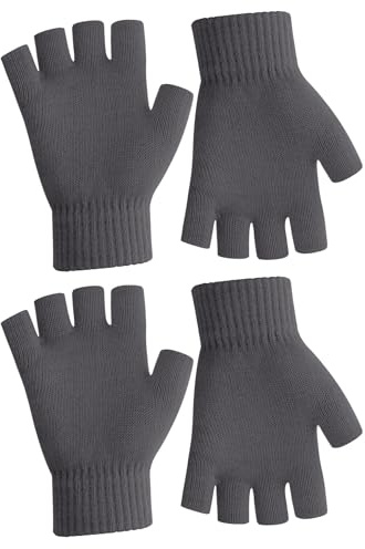 Guantes Sin Dedos Mujer,Guantes Termicos Mujer,Guantes Sin Dedos,Guantes Mujer Invierno,Mitones Mujer,Guantes Sin Dedos Hombre,Mitones Hombre,Guantes Mujer Niño Lana Sin Dedos Gris Oscuro,2pcs
