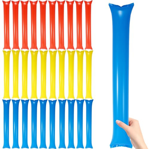 EASONGEE Bam Bam Thunder Sticks, 30pcs Inflatable Cheering Sticks, Boom Noise Makers Cheerleading Cheering Boom Sticks, Team Spirit Sticks, Noisemakers for Basketball Football Sporting Events, Party