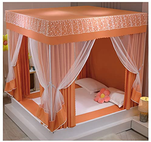 Betthimmel Deluxe Doppeldecker-Betthimmel, Verschlüsselungs-Moskitonetze, 360 ° schützender Ganzjahres-Bettvorhang, für 1,5 m/1,8 m/2 m Einzel-Doppelbett, 6 Stile (Farbe: F, Größe: 180 x 200