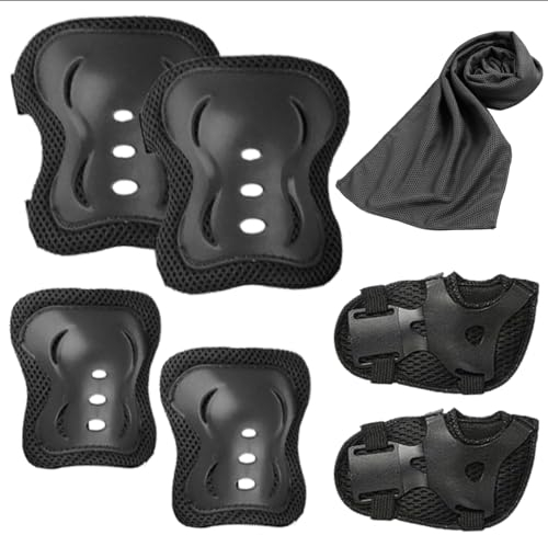 JSTHHTT Kinder Protektoren Set mit Knieschoner, Ellenbogenschoner und Handgelenkschoner für Inliner und Skate