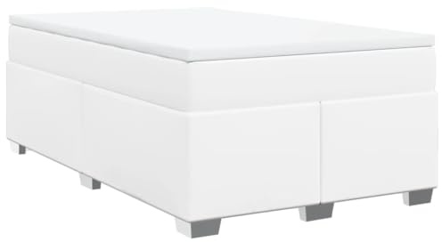 vidaXL Boxspringbett mit Matratze Weiß 120x190 cm Kunstleder