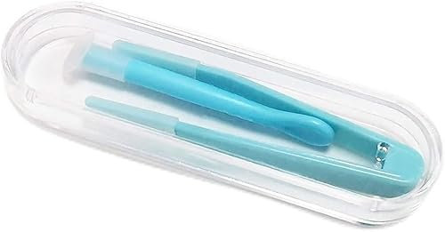 Junfamilee 1 Pc Contact Applicator,Inserter+Tweezer with Soft Tip,Contact Lens Remover Tool,for Contact Lens Cases Health and Household Contact Lens Care(Blue)