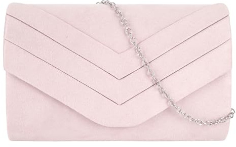 MEGAUK Damen Clutch Elegante Abendtasche Wildlederlook Handtasche Envelope Tasche Unterarmtasche mit Kette für Hochzeit Wedding Prom Party