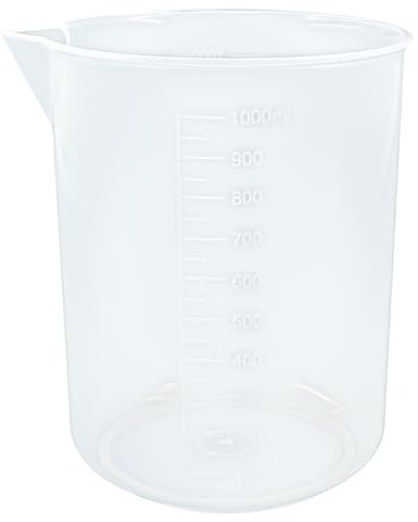 Waziaqoc 3 Pack 1000ml/34oz Plastic Graduated Beaker, 1 LTransparent PP Measuring Cup Mixing Cup for Kitchen Lab