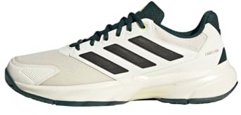 Adidas Men's CourtJam Control 3 Tennis, Off White/Silver Metallic/Aurora Ivy, 8