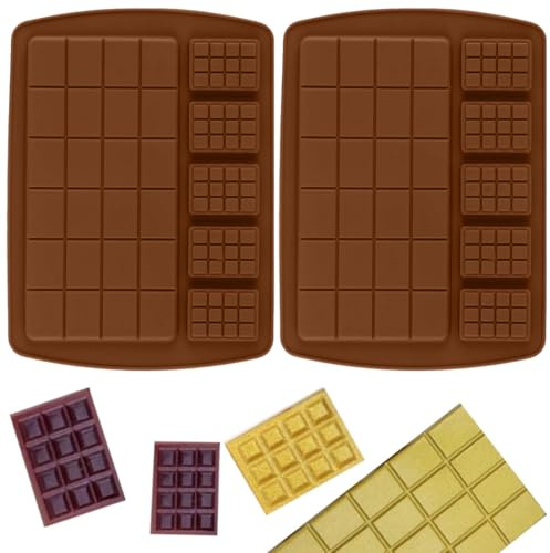 Pack of 2 Chocolate Moulds, Dubai Chocolate Bar Mould, Non-Stick Food Grade Chocolate Mould, Deep BPA-Free, Chocolate Mould Silicone, for Chocolate Praline Sweets