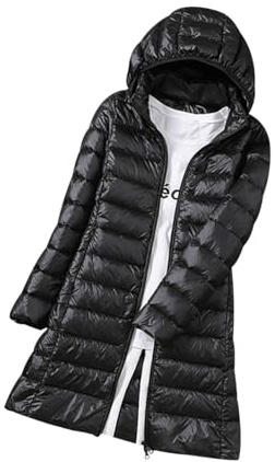Doudoune Legere Femme Longue Doudoune Légère Femme Veste Matelassée Femme Doudoune Duvet Fine Femme Puffer Jacket Women Quilted Jacket Doudoune Capuche Ultralight Femme Blouson Matelassé Femme Noir L