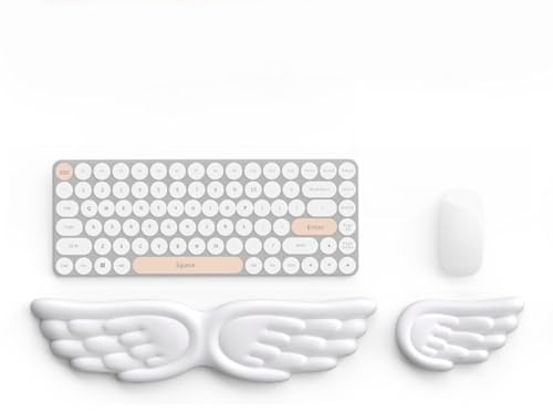 Angel Wings Tangentbord Och Mus Handledsstöd, Mjukt Läder Ergonomiskt Minnesskum Handledsstöd, För Dator Och Bärbar Dator Hemmakontorsspel white