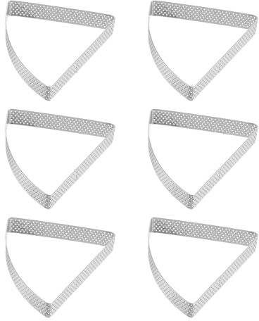sourcing map 6 anillos perforados para tartas de 3.94 pulgadas, de acero inoxidable en forma de abanico, anillo de tartaleta antiadherente para pulir pasteles, mousse, anillo de postre grueso,