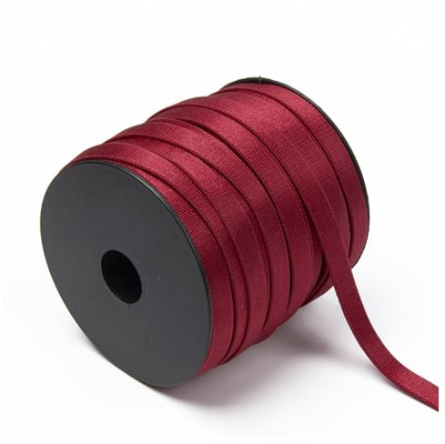 Hrlace Cinta elástica de 10 m para coser, banda de goma elástica, fina, banda elástica para manualidades, manualidades, ropa interior, tirantes de sujetador, ropa, cinturón burdeos, 1,0 cm