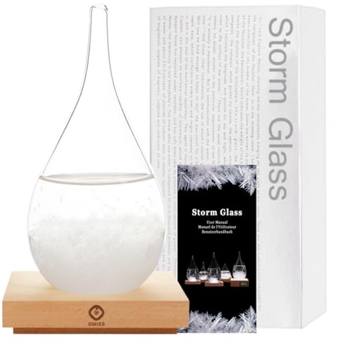 Storm Glass Weather Predictor,Christmas Snow Globe Storm Glass Barometer Weather Predictor, Home and Office Decorative Glass Bottles, Christmas Unique Gifts for Her (L)
