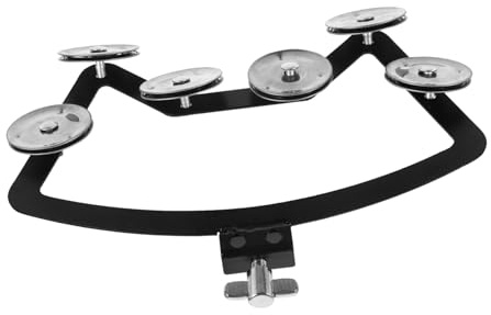 minkissy Professionelles Tamburin Handglocke Percussion Instrument mit Silbernen Schellen Langlebig Hautfreundlich Klarer für Drumspieler und Partys Passend für Snaredrum