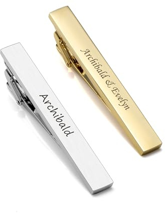 CHIC DIARY 2 Stück Personalisierte Krawattenklammer mit Text Gravur Edelstahl Krawattennadel Business Clips Geschenk für Männer