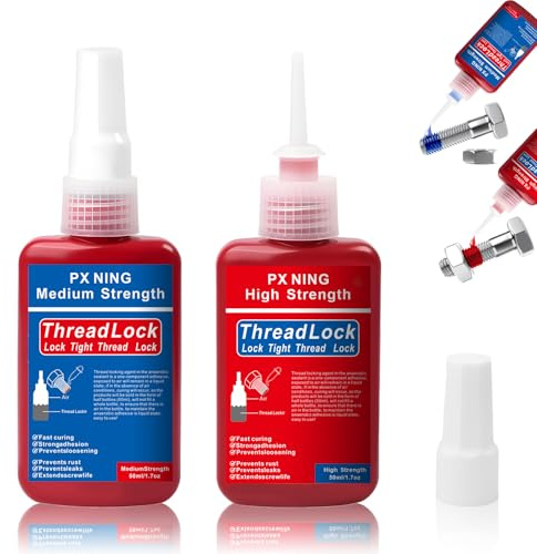 Schraubensicherung Mittelfest und Hochfest 2x50ml,Schraubenkleber Blau und Rot,Schraubensicherungsmittel,Schrauben Kleber für Schrauben Bolzen Metallbefestigungen,Verhindert Lockerungen und Leckagen