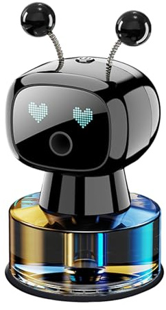Cute Robot Car Diffuser Aroma Essential Oil Diffuser Compact Smart Car Air Freshener for Living Room Home Bedroom Office (A, S)