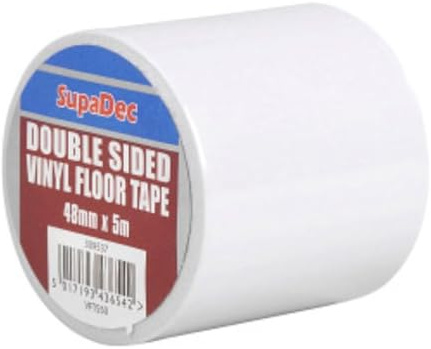 Supadec Double Sided Vinyl Floor Tape – 48mm x 5m | Strong Adhesive Flooring Tape | Secure Vinyl – Carpets – Rugs & Floor Coverings | Heavy Duty Adhesive Tape – Easy Apply – Long Lasting Bond