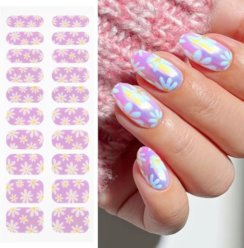 JMEOWIO Flower Semi Cured Gel Strips Wraps Nail Art Sticker