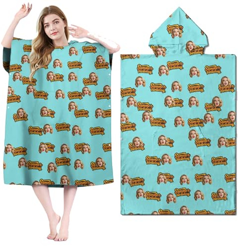 Budelym Poncho de Plage personnalisé Adulte, Peignoir de Bain Aidez la Plage à Changer, Pantoufle de Plage à Capuche en Microfibre à séchage Rapide, pour la Piscine, la Plage et Le Bain