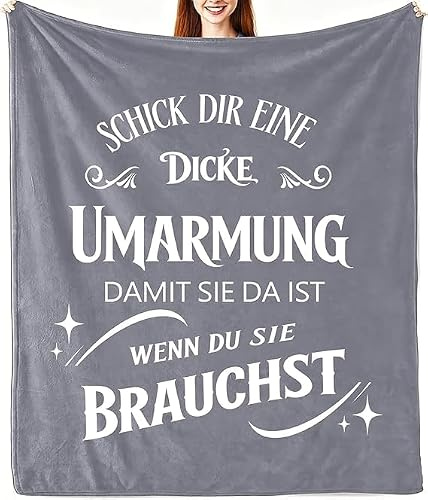 QZYGWCS Beste Freundin Geschenke Decke,Geschenke für Frauen und Männer, Personalisiert Kuscheldecke Umarmung für Frauen Männer Beste Freundin Schwester zum Geburtstag Weihnachten (Grau, 200 * 150cm)