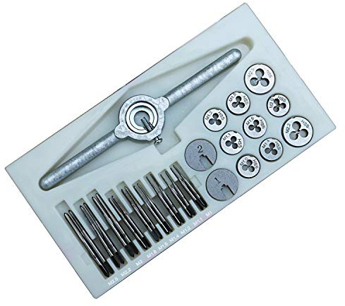 Vzer Lot de 31 mini tarauds et filières en acier rapide M1 M1.1 M1.2 M1.4 M1.6 M1.8 M2 M2.2 M2.5