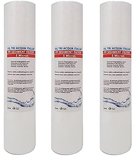 Filtros de agua Italia - Cartucho de filtro de sedimentos de 10 pulgadas - Micron 5 para ósmosis inversa - Depurador de agua - Juego de 3 unidades