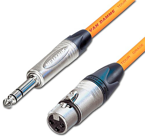 Female XLR to ¼ TRS Jack Lead. Balanced Van Damme Mic Cable. Short 10m 6m 3m 20m (50cm, Orange)