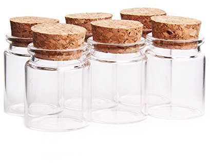 Danmu Art 6 pcs 50ml 47mm x 50mm Small Glass Bottles with Cork Stoppers Little Storage Jars for Spices ，Wedding Favours，Baby Shower Favors, DIY Craft