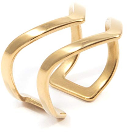 Happiness Boutique Damen Offener Ring in Goldfarbe | Statement Ring Doppel Chevron V Design