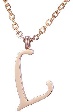 Morella Damen Halskette mit Buchstaben Anhänger Edelstahl Rosegold in Schmuckbeutel