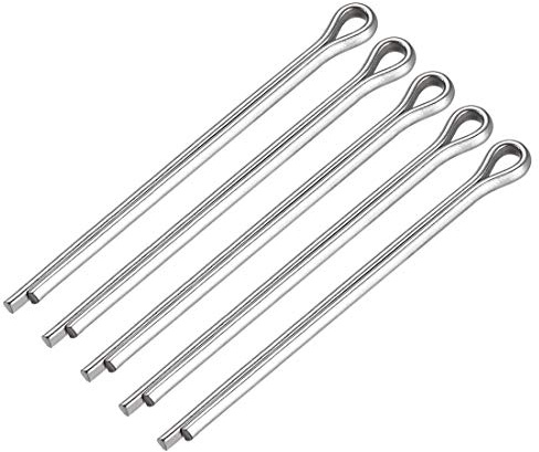 sourcing map Splint, 4 mm x 60 mm, 304 Edelstahl, 2 Zinken, silberfarben, 5 Stück