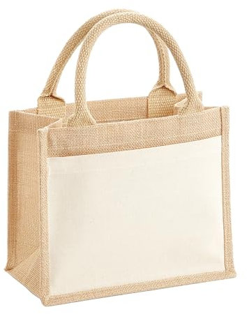 Westford Mill Tasche Jute Geschenk Tasche - Baumwolle Griffe Mittagessen Tasche - Natürlich