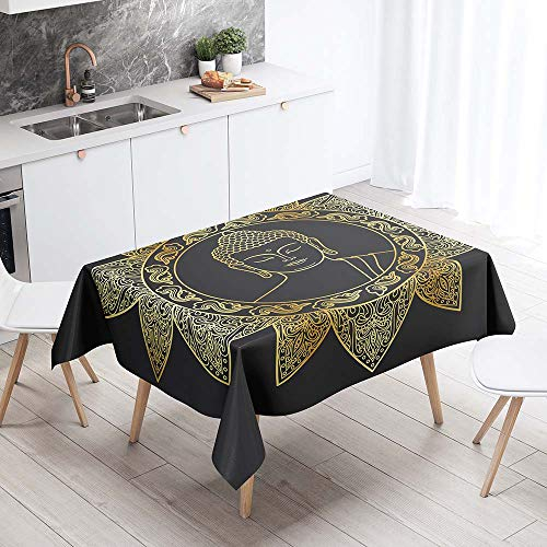 Chickw1 Tischdecke Abwaschbar, Modern Nordischer Wasserdicht Polyester Rechteckig Fleckschutz Ölfest Abwaschbar Pflegeleicht Mehrzweck Gartentischdecke Meditation Mandala Drucken (140x160cm,B)
