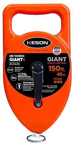 Keson G150 Giant Chalk Line Reel, 24-Ounce Chalk Capacity, 150-Foot, Pack of four
