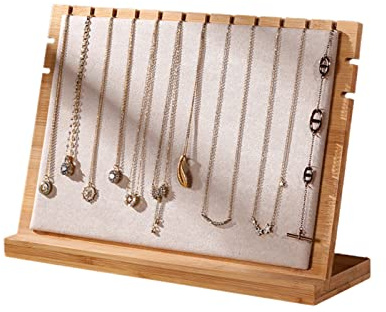 Duffire Halsketten-Präsentationshalter, hängende Ketten, Samtmatte mit Holzständer für Schmuck, Halsketten, Organizer, Messen, Geschäfte, Damen
