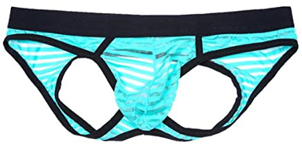 Sexiga trosor för män öppna ränder trosa string ouvert underkläder mysiga ventilerande kalsonger, män sexiga trosor låg midja underkläder (XL, grön)