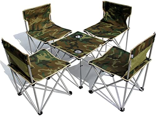 Tragbares Campingtisch-Stuhl-Set, leichter Klapptisch mit Getränkehaltern, leicht zu tragen, perfekt für Outdoor, Picknick, Kochen, Strand, Wandern, Angeln (Color : 5 Piece Set) little surprise