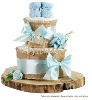 Windeltorte ALLES JUTE | zur Geburt (2-stöckig, blue)