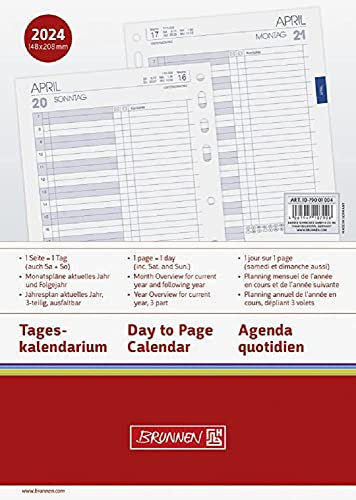 BRUNNEN Tageskalendarium BUSINESS 2024 1 Seite = 1 Tag A5 weiß
