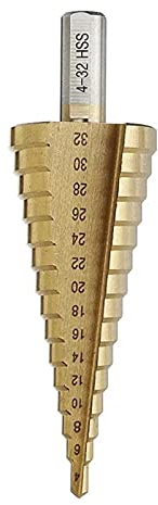 Stufenbohrer mit Spiralnut, Schneidbohrer, Hartmetall-Stufenbohrer 4-12/4-20/4-32 mm HSS 6542 Titanbeschichteter Stufenbohrer mit dreieckigem Schaft, geeignet for Bohren von Aluminium, Blech, Edelstah