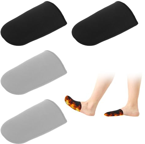 2 Paar Zehenwärmer, 13.5x9.5cm Neopren Zehenwärmer Wiederverwendbar Schwarz Grau Zehenwarme Socken Zehensocken Thermo Zehenkappen für Füße Winter Schuhe Stiefeletten Wandern
